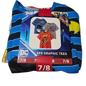 Justice League 3 Pack Graphic Tees Boys Size 7 8 Batman Superman Flash T-Shirt
